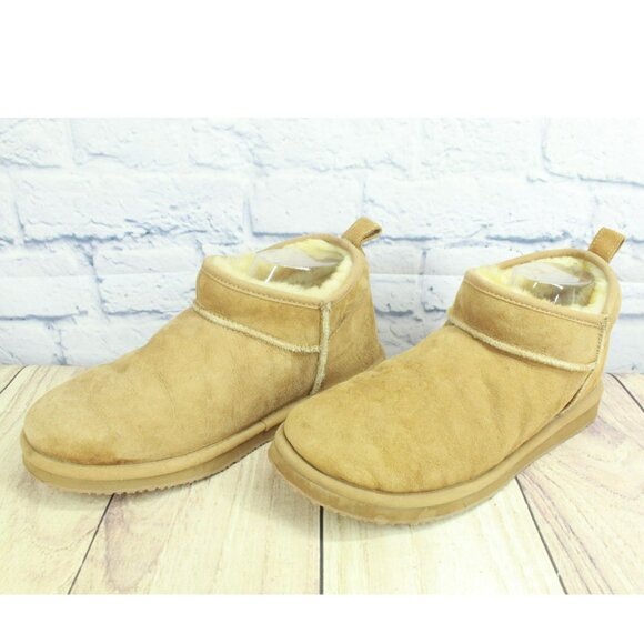 LL Bean Brown Suede Wicked Good Shearling Lined Slipper Ankle Boots Size 9 M - Picture 2 of 9